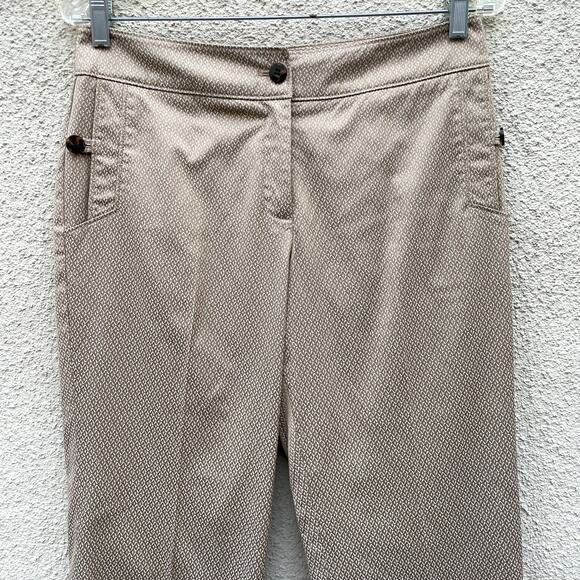 Talbots Jacquard Diamond Slacks 6P Gold Tan Ivory White - Picture 2 of 9